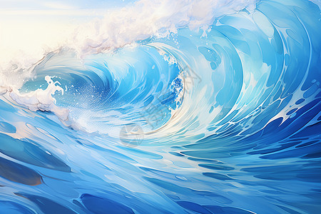 浩瀚蓝海的魔幻插图背景图片