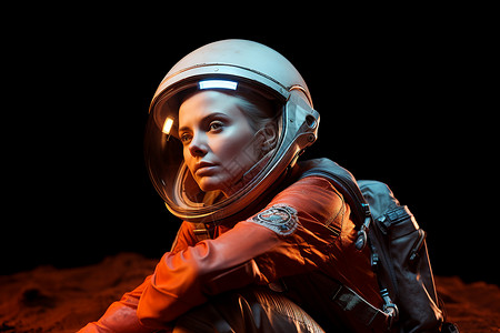太空中的女宇航员背景图片