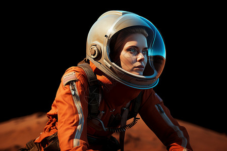 火星探险的女宇航员背景图片