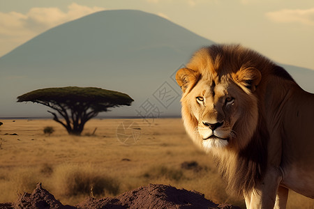 狮王凝视大地背景图片