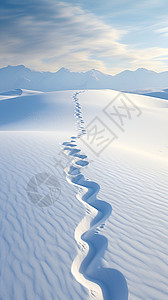 雪地上留下的足迹背景图片