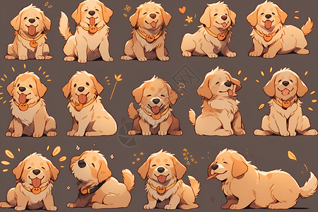 狩猎犬可爱的金毛猎犬插画