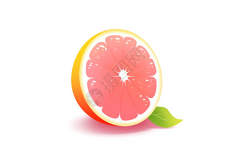 新鲜白柚子半个柚子清新可爱插画