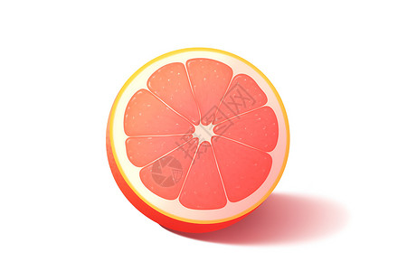 甜美多汁白色背景下的柚子插画