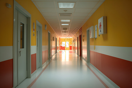 现代医院的长廊背景图片