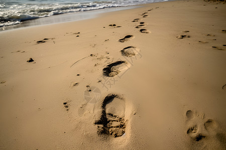 沙滩上的足迹高清图片