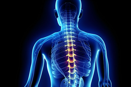 脊椎的人体骨骼图背景图片