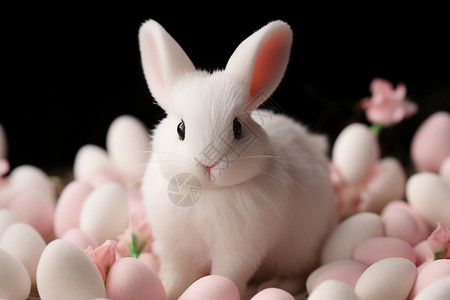 地面上可爱的兔子动物背景图片