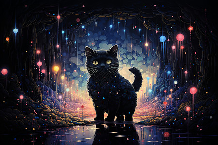 童话中的小猫动物背景图片