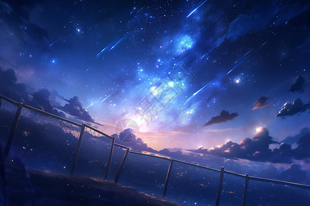 夜晚的天空流星背景图片