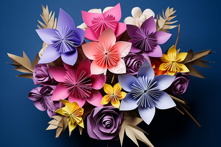 折纸的美丽花束背景图片