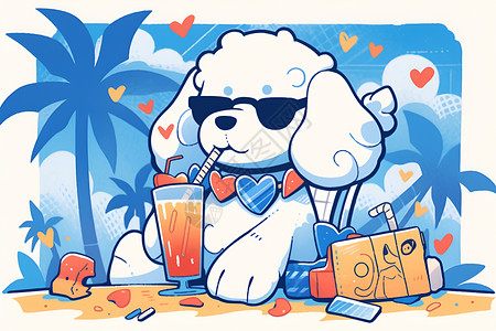 夏日里的欢乐狗仔背景图片