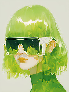 绿发女子背景图片