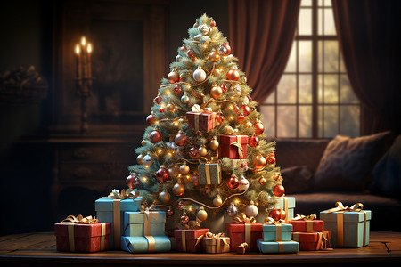 炫彩圣诞树背景图片