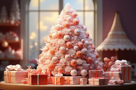 漂亮的粉色圣诞树粉色圣诞树背景