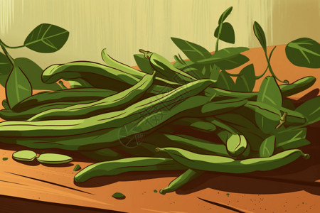 植物营养绿色豆角插画