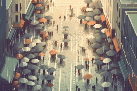 雨天的城市背景图片