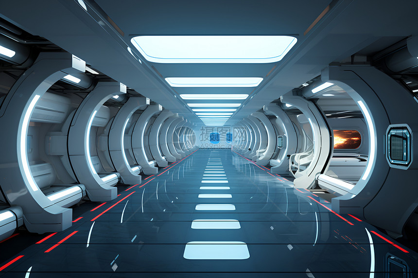 未来城市中的超现实隧道图片