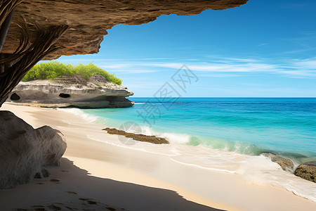 海滩上的洞穴背景图片