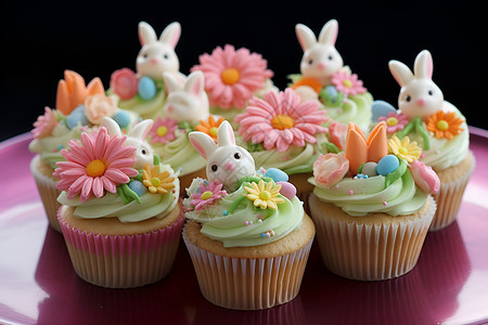 兔子蛋糕可爱的兔子奶油蛋糕背景