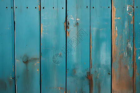 褪色的蓝色木板墙壁背景图片