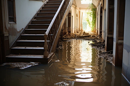 水灾后的房屋背景图片
