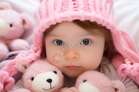 粉红帽子女孩背景图片