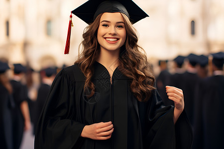微笑的女毕业生背景图片