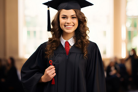 拿着毕业证书的女毕业生背景图片
