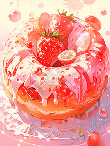 甜蜜的草莓甜甜圈广告背景图片