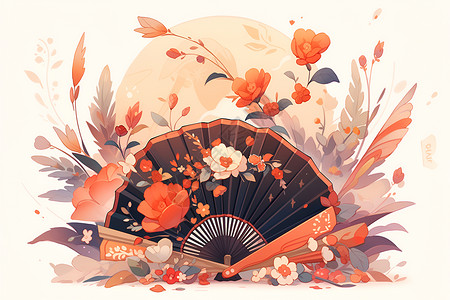 美丽的中国扇花背景图片