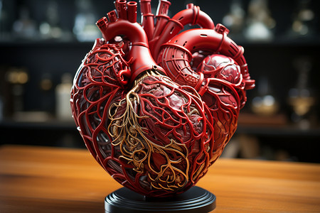 医疗血管红色心脏雕塑背景