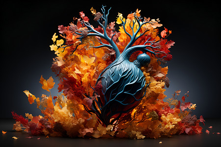 色彩鲜艳的心脏模型背景图片