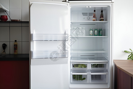 冷藏的敞开的冰箱背景