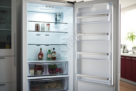 冰箱保鲜打开的冰箱背景