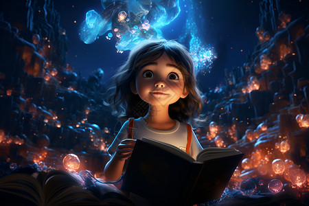 书中世界探险的女孩背景图片