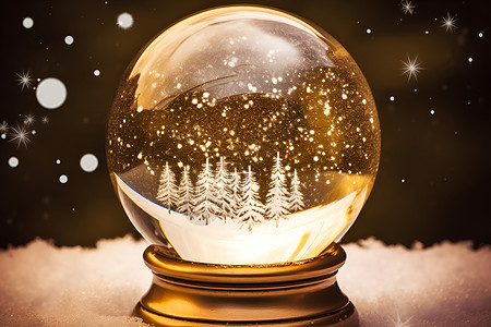 魔幻世界冬日的玻璃球世界背景