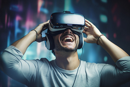 VR技术体验vr技术的男人背景