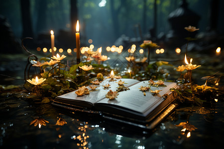书蜡烛蜡烛环绕的书设计图片