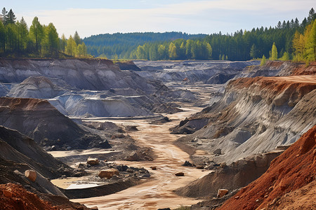 开采矿产的峡谷背景图片