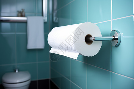 厕所墙壁浴室挂着一卷卫生纸背景