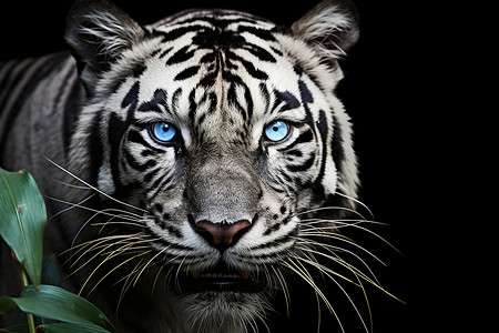 蓝眼睛的白虎背景图片