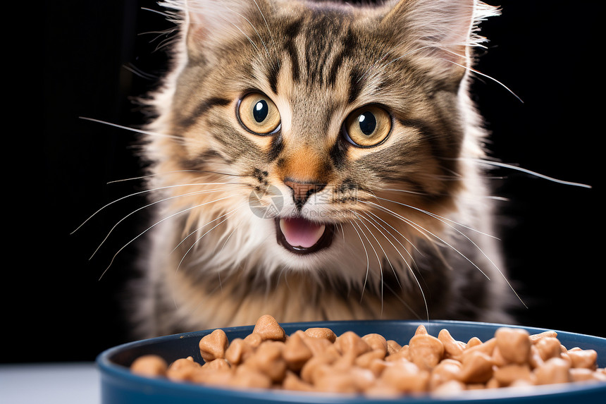 吃猫粮的猫咪图片