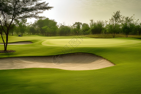 绿色高尔夫球场背景图片