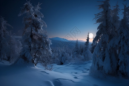 冬日雪夜背景图片