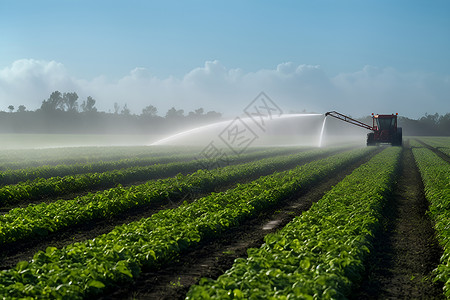 农田浇水的喷洒机高清图片