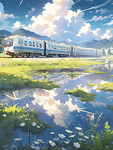 春日火车之旅背景图片