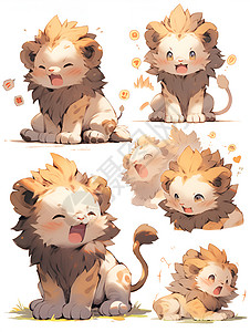 可爱卡通贴纸可爱的狮子设计图片