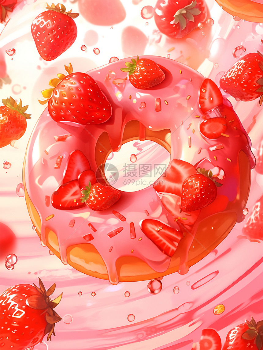 水果草莓的甜甜圈图片