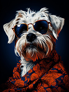 戴墨镜狗戴着墨镜的小狗绘画插画
